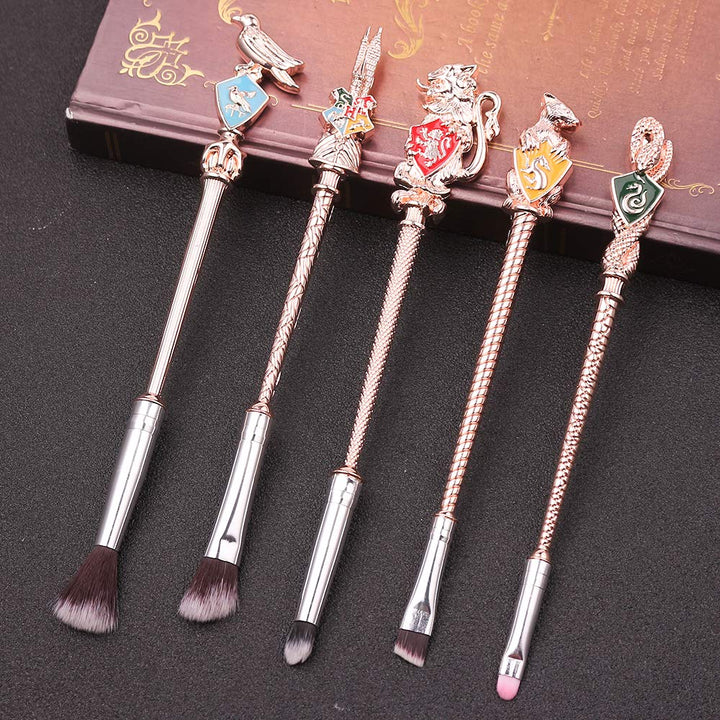 Magic Wand Makeup Brushes Set - 5pcs Wizard Wand Makeup Brushes Foundation Blending Blush Eyeshadow Face Lip Powder Brush Beauty Tools (New-Rose Gold)