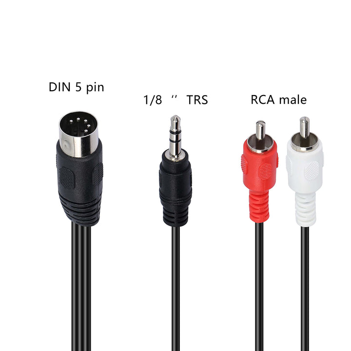 XMSJSIY Din MIDI 5 Pin to RCA and 3.5mm Cable, 5 Pin DI