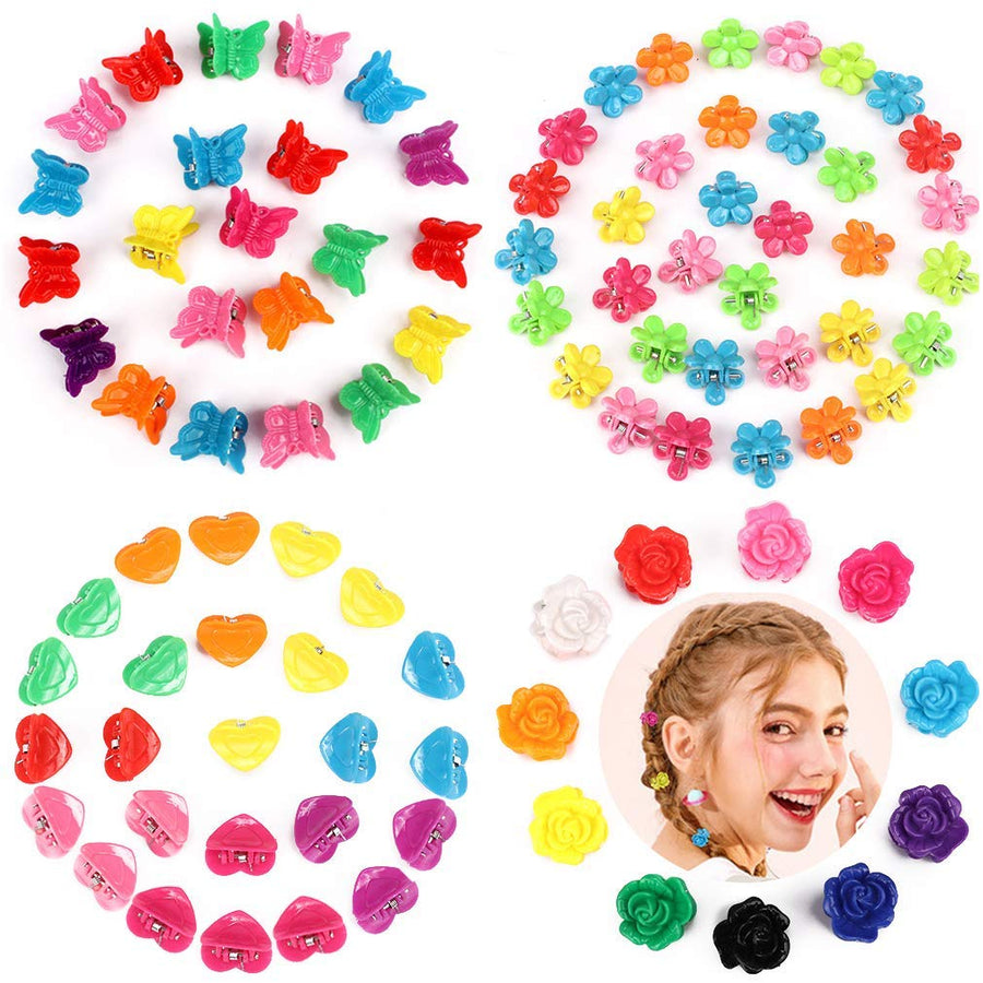 200Pcs Mini Claw Clips,Assorted Color Butterfly Flower Shape Hair Clips Candy Colors Hair Clips For Women Hair Accessories Clips