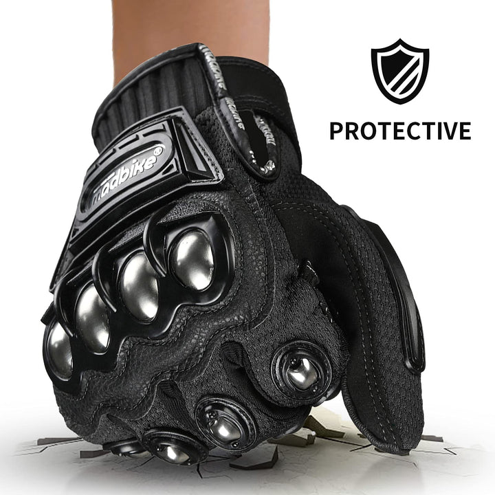 Touchscreen Alloy Steel Outdoor Gloves Motorcycle Powersports Racing Gloves (XL, Black) Model 10C