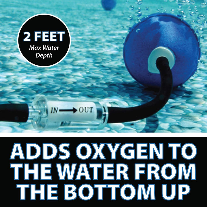 PondAir 2, Complete Aeration Kit, Whisper Quiet Water Garden Oxygenation Bubbler System Adds Oxygen to Koi &amp; Fish Ponds, Outdoor Aerator Compressor Pump, Tubing &amp; 2 Air Submersible Stone