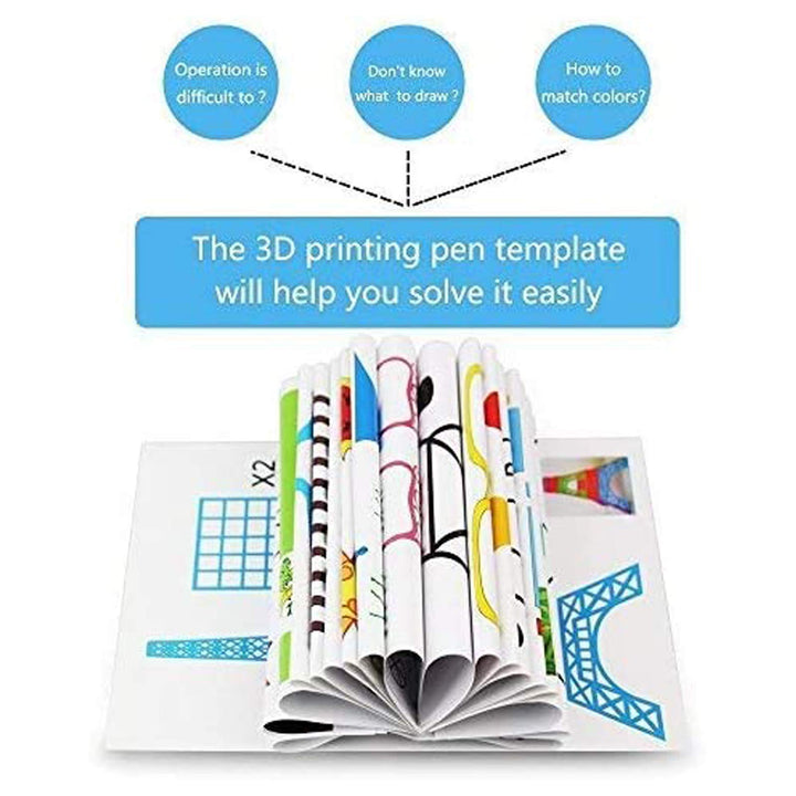 3D Printer Drawing Molds Paper Stencils for 3D Printing Pen,Printing Paper Painting Graffiti Template for 3D Pen DIY Gift Present, 20 Sheets 40 Patterns with a PVC Transparent Board.