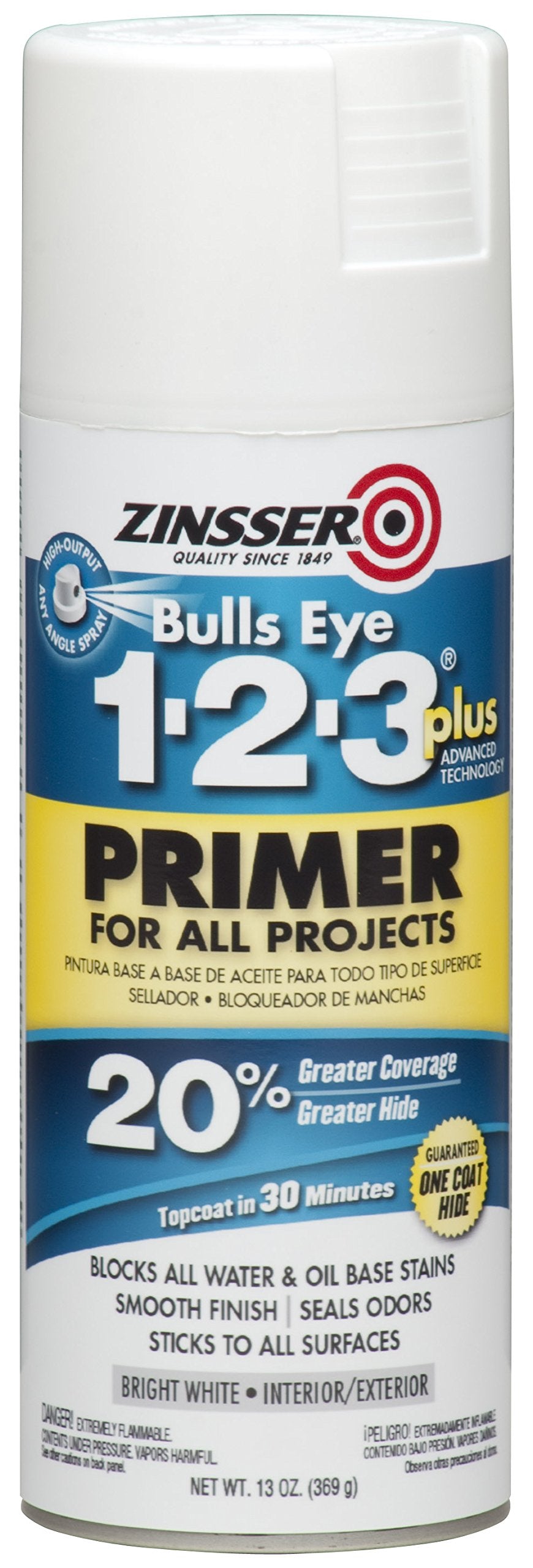 272479 Bulls Eye 1-2-3 Plus Spray Primer, 13 oz, White