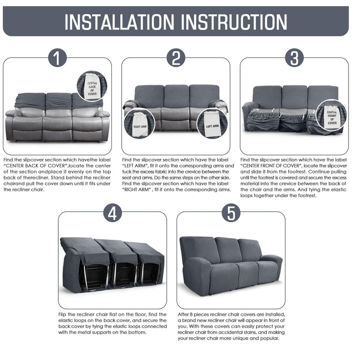 TAOCOCO Recliner Sofa Covers 8-Pieces Stretch Large Cou