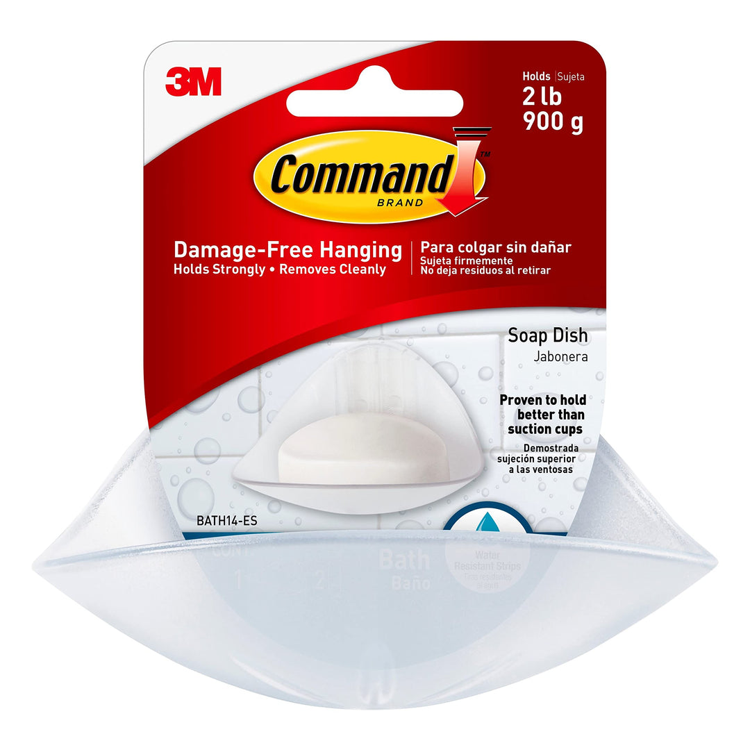 Bath Soap Dish With Water-Resistant Adhesive, 2 lb Capacity, 1 Dish, 2 Strips, BATH14-ES