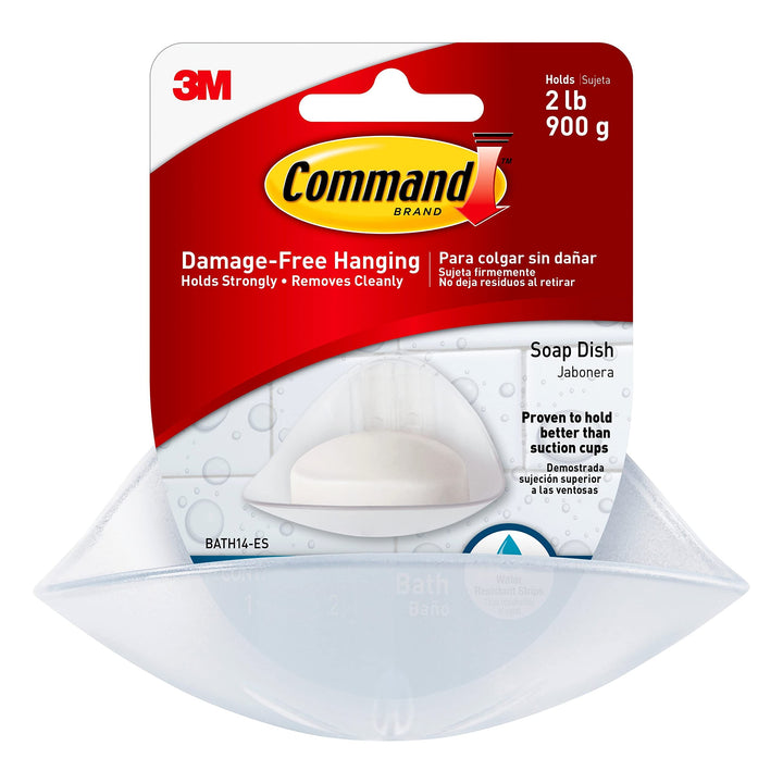Bath Soap Dish With Water-Resistant Adhesive, 2 lb Capacity, 1 Dish, 2 Strips, BATH14-ES