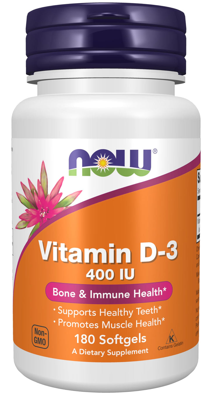 NOW Supplements, Vitamin D-3 400 IU, Strong Bones*, Str