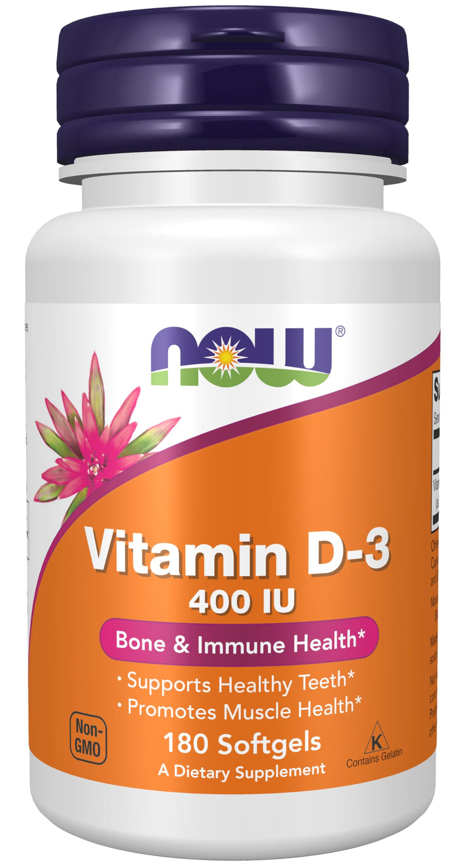 NOW Supplements, Vitamin D-3 400 IU, Strong Bones*, Str