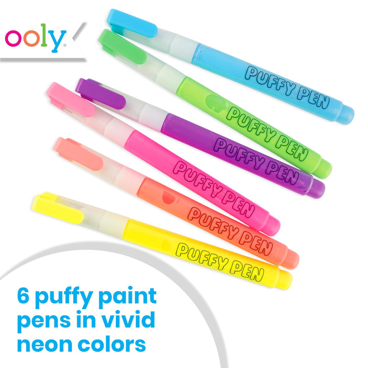 Magic Puffy Pens, 6 Neon Color Pens with 3D Ink, Create 3D Art by Adding Heat