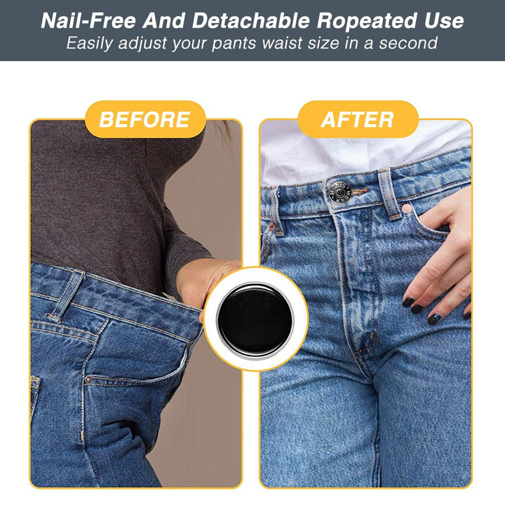 1 Set 12pcs Perfect Fit Button Pins for Jeans, Detachable and Removable Jean Button Pins No Sew, Adjustable Metal Buttons can Increase or Decrease The Waist of Any Pants by 1 inch in a Few Seconds