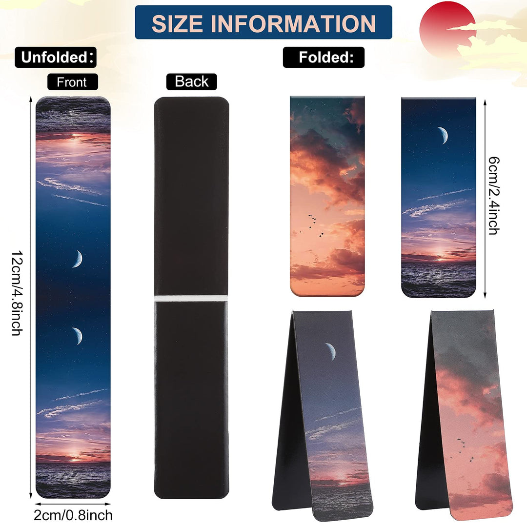 10 Pieces Magnetic Bookmarks Sunset Cloud Metal Magnet Page Markers Sky Aurora Assorted Book Markers Set Magnetic Page Clip for Women School Office Reading