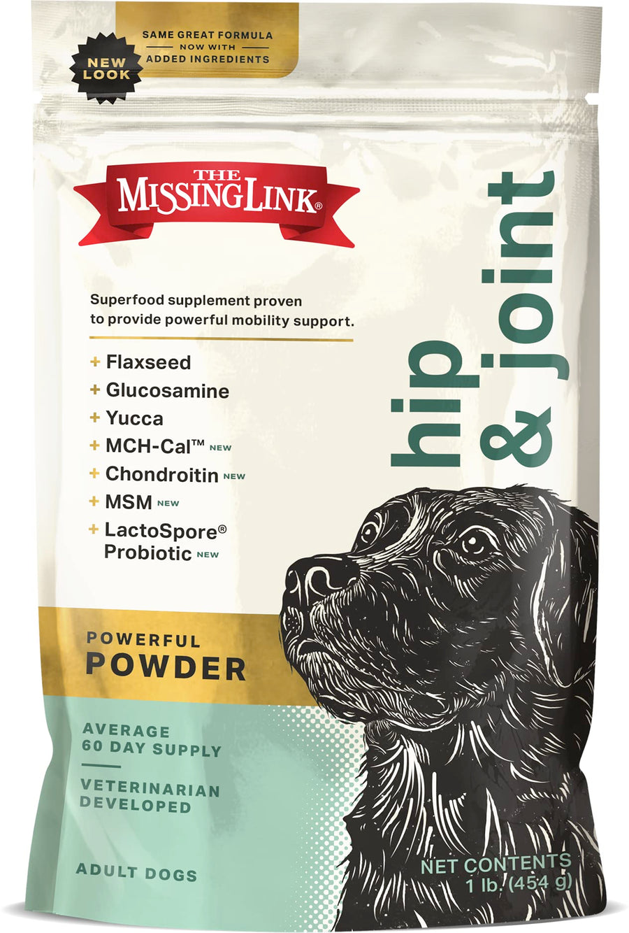 Hip & Joint + Probiotics Supplement 1lb Bag - Superfood Powder for Dog Cartilage & Bone Health, Joint Mobility & Flexibility