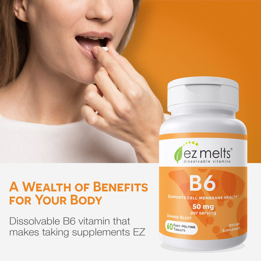 Dissolvable Vitamin B6 50 mg, Sugar-Free, 1-Month Supply