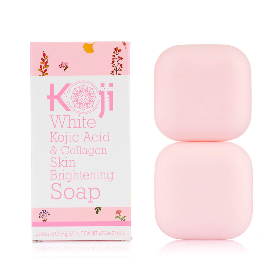 Kojic Acid & Collagen Skin Brightening Soap for Face & Natural Glowing Skin - Moisturizer, Body Cleansing Bar, Reduce the Appearance of Wrinkles, Vegan, Paraben-Free, 2.82 oz (2 Bars)