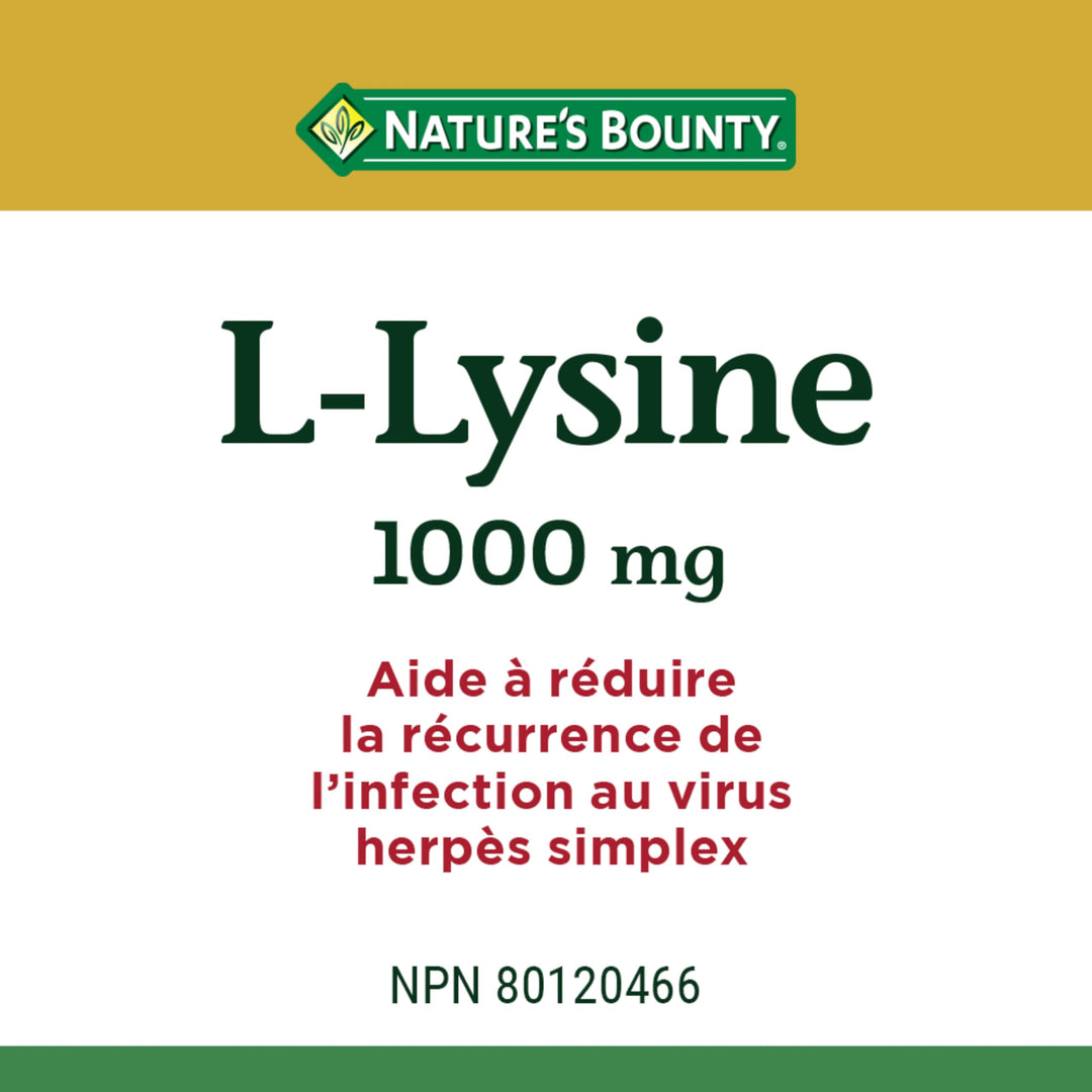 Nature&#39;s Bounty L-Lysine - 1000 mg - 60 Tablets