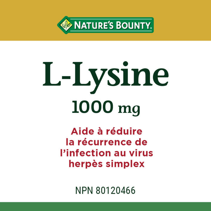 Nature&#39;s Bounty L-Lysine - 1000 mg - 60 Tablets