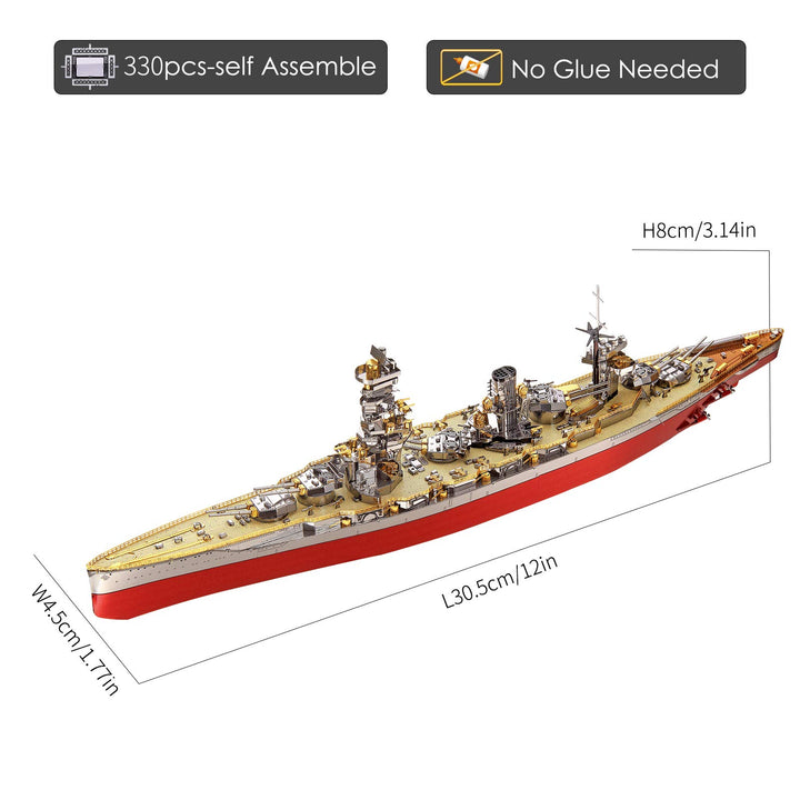 3D Metal Puzzle Warship Model Kits, Fuso Battleship Military Watercraft Model Building Kits for Adults, DIY 3D Brain Teaser Puzzle Toys for Famliy Time, Great Gift-330 Pcs
