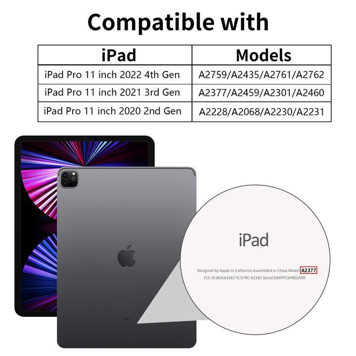 Compatible with iPad Pro 11 Inch Case 4th/3rd/2nd Generation with Pencil Holder, for iPad 11 Pro Case 2022/2021/2020, Slim Protective Cover with Soft TPU Back, Auto Wake/Sleep, Rose Pink