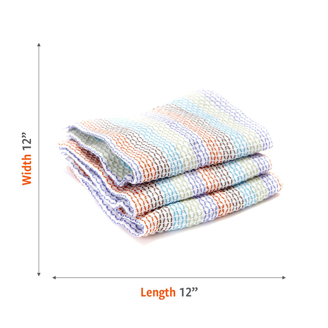 Tidy 100% Organic Cotton Dish Cloths, Set of 3, Multicolored