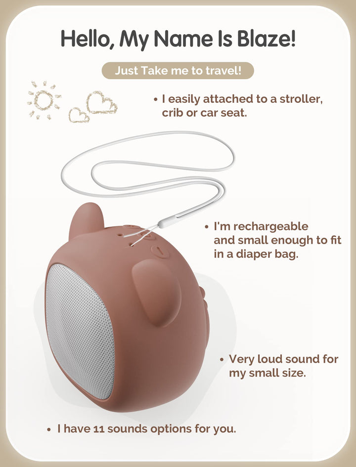 AIRSEE White Noise Machine - Portable Sound Machine with Nightlight 29 Non-Looping Soothing Sounds for Sleeping, Sleep Sound Noise for Home and Travel… (Mini with Brown case)