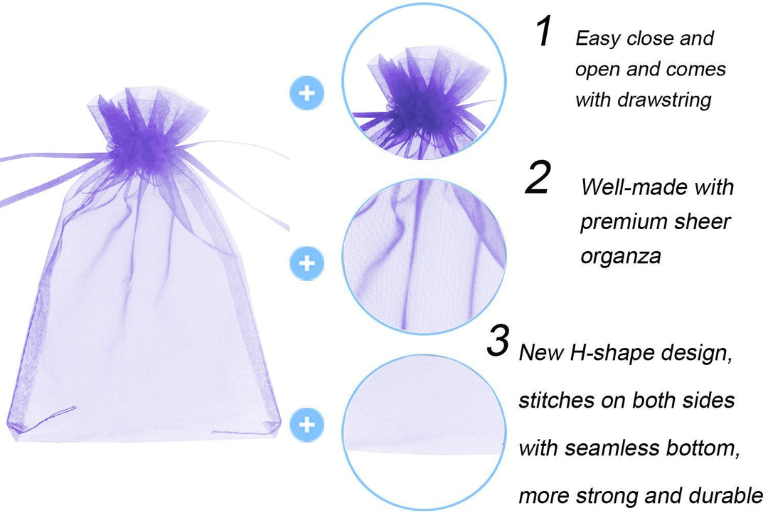 Wudygirl 100pcs 3.9 by 4.7 inches Organza Bags Drawstri