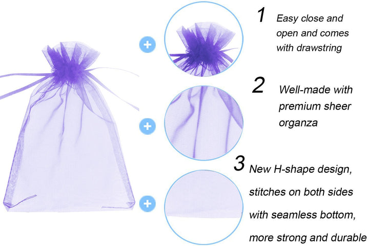 Wudygirl 100pcs 3.9 by 4.7 inches Organza Bags Drawstri