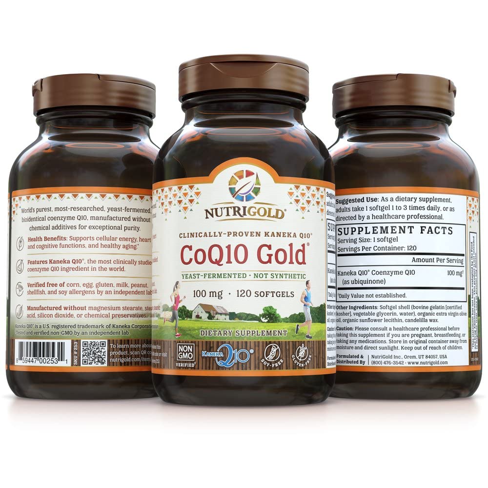Coq10 100mg Softgels, 120Count, #1 Clinically-Proven Kanekaq10 Ubiquinone, High Absorption, Free of Soy, Made in USA
