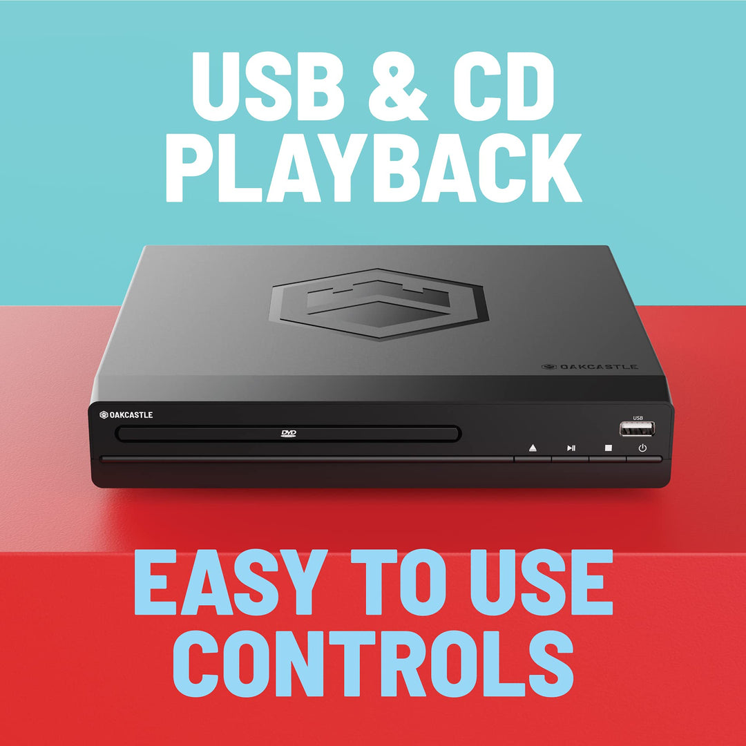 DVD100 DVD Player for TV | Multi Region HD 1080P DVD Player | HDMI or RCA AV Cable TV Connection | USB MP3 and CD Playback I Slim Design I Easy Controls Remote Controlled DVD Player