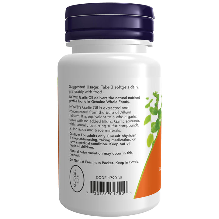 NOW Foods Supplements, Garlic Oil 1500 mg, Serving Size