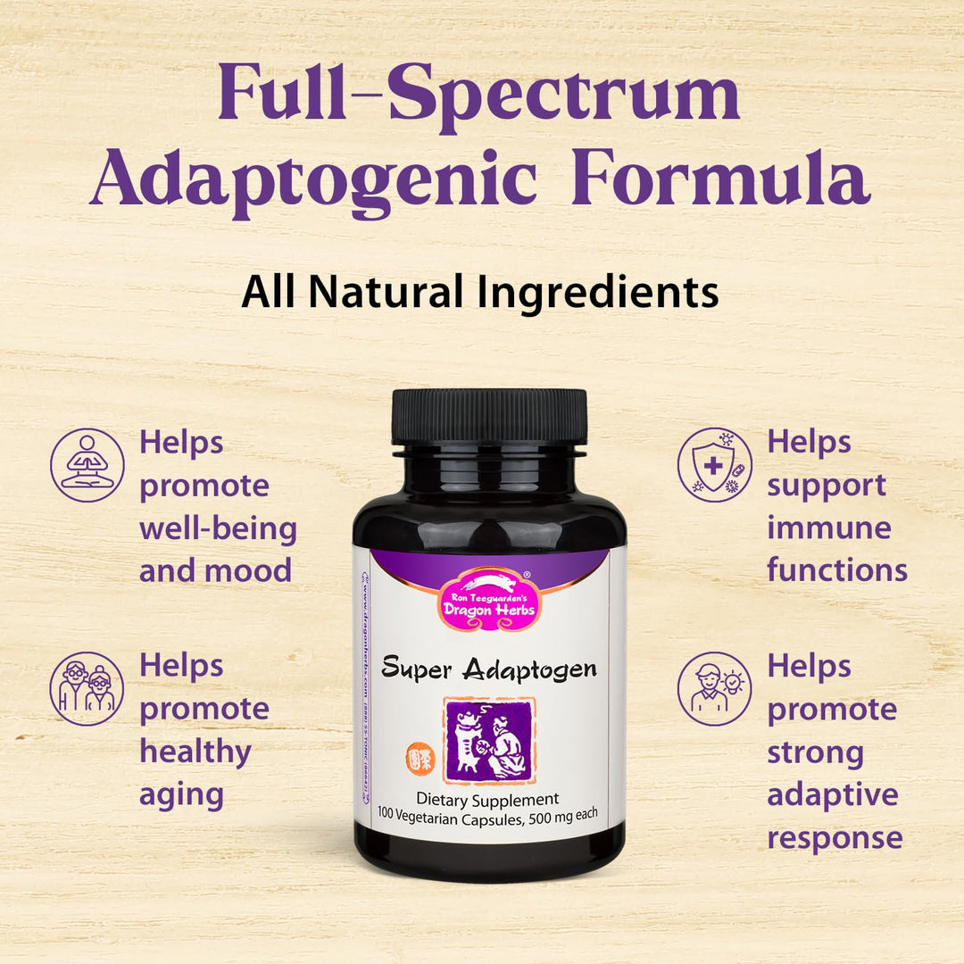 Super Adaptogen | All Natural Supplement to Support Well-Being, Mood, Immune Function, Strong Adaptive Response | All Natural Ingredients, Non-GMO (100 Capsules, 500 mg Per Capsule)”