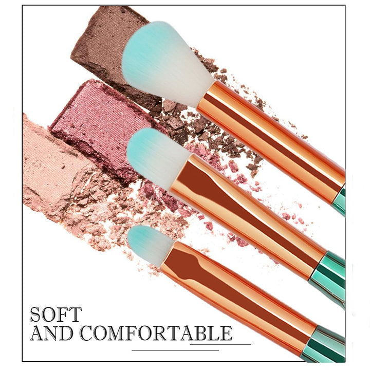 LHEI 11 Pcs Mermaid Makeup Brush Set with Gift Box Professional Eye Makeup Brushes For Eyeshadow Concealer Eyeliner Brow Blending Brush Tool