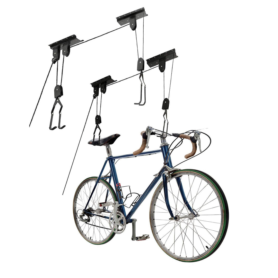 GREAT WORKING TOOLS Ceiling Mount Bike Hoist Set of 2 Bike Hangers Pulley System
