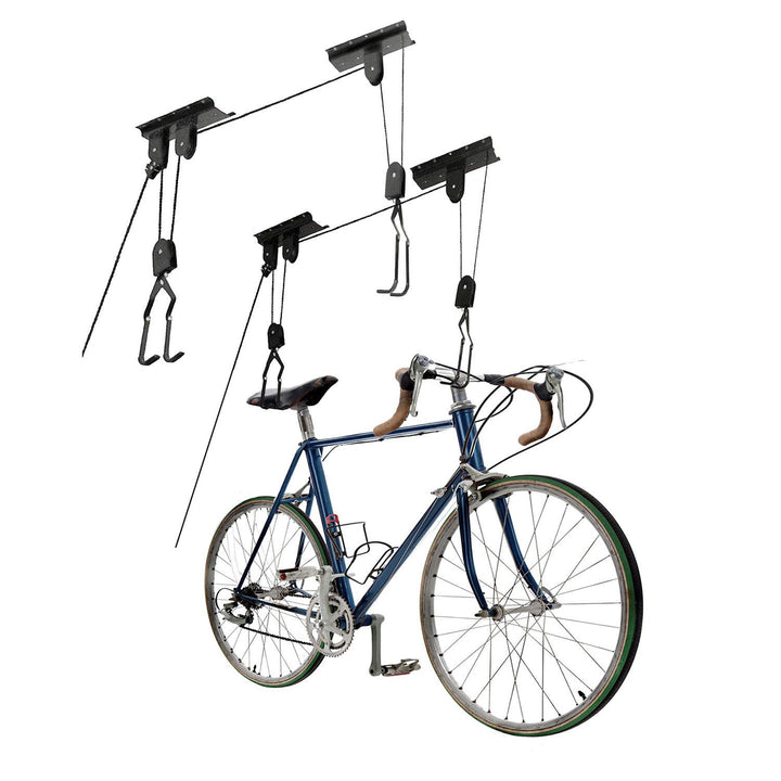 GREAT WORKING TOOLS Ceiling Mount Bike Hoist Set of 2 Bike Hangers Pulley System