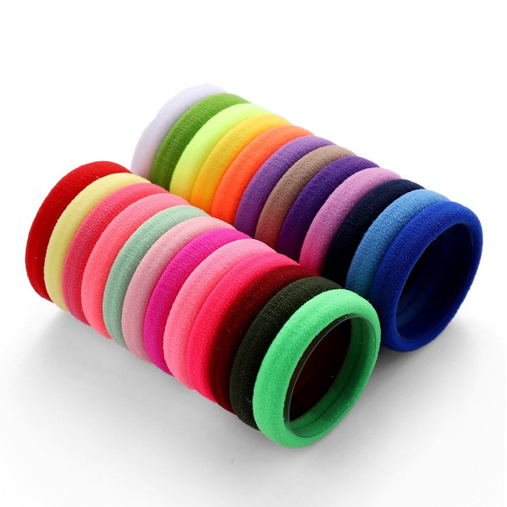 Set Of 24 Multicolor Hair Bands Ties Elastics Ponytail holders No Crease Thick Seamless Cotton Stretch Hair Ties Durable Headband for Baby Kids Girls Women (Multicolor)