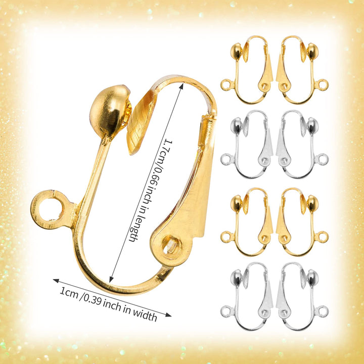 40pcs Clip on Earring Converter with Easy Open Loop, Granmp Clip Earring Findings for Jewelry Making Clip on Earrings for Crafts, Silver Gold