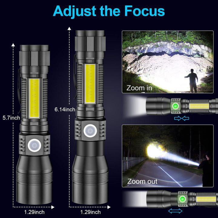 UV Flashlight Rechargeable,3 in1 Super Bright Tactical Flashlight LED UV Black Light&amp;Redlight,1200Lumen 7Modes, Zoomable, Waterproof for Pet Clothing Detection/Emergency/Camping,2 Pack