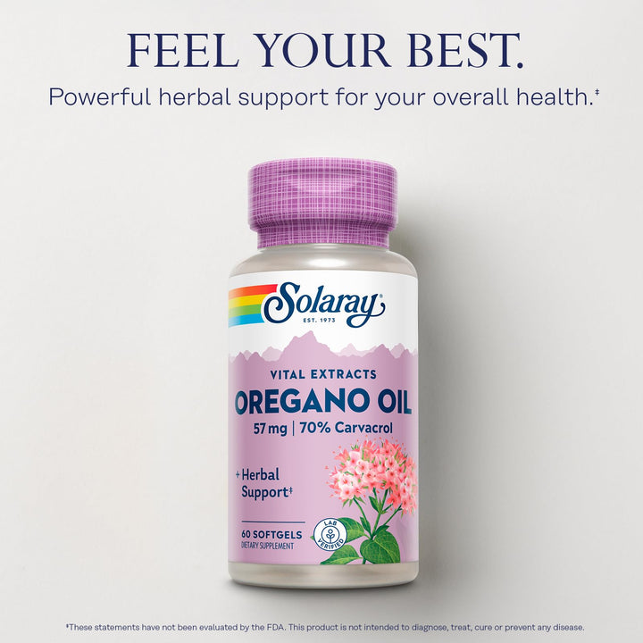 Oregano Oil 57 mg - Oil of Oregano Softgels - Herbal Supplements for Overall Health and Wellness Support w/ 70% Carvacrol - Extra Virgin Olive Oil Base, 60-Day Guarantee, 60 Serv, 60 Softgels