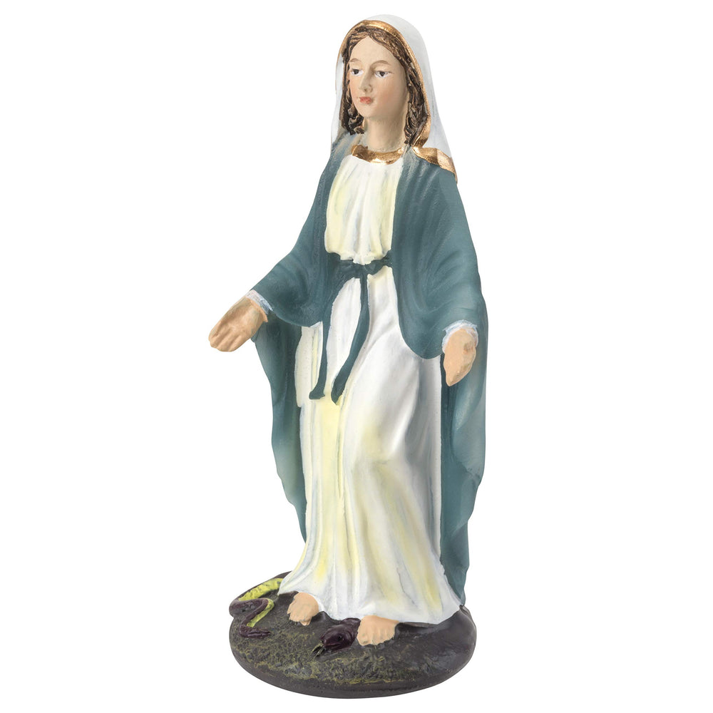 Virgin Mother Mary Statue Travel Size (3 Inch) Religious Blessed Mother Statue for Flying, Driving, Travel - Beautiful Design, Hand Painted Resin