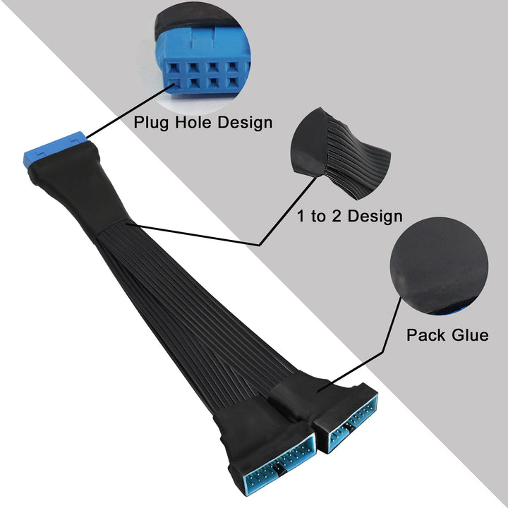 GINTOOYUN USB 3.0 Header Extension Cable, 19/20 Pin 1 t