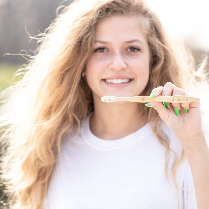 Homezzon Bamboo Toothbrush Set of 10 – Eco-Friendly Woo