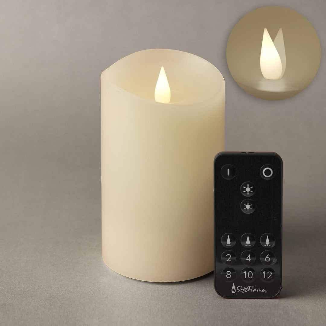Flameless LED Candles with Remote Control, 3x 5Flickering 3D Moving Flame Battery Operated Candles in Real Wax Shell for Indoor Use, Home decor Ivory