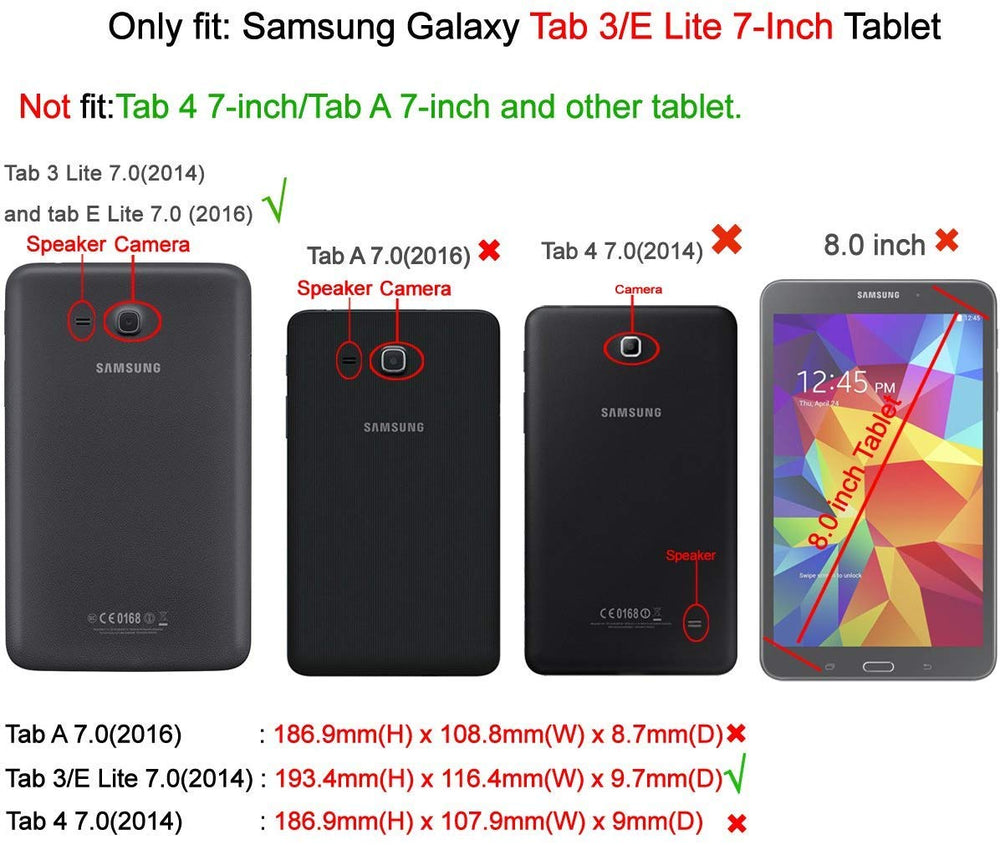 Kids Case for Samsung Galaxy Tab E Lite 7.0 Inch - ShockProof Case Light Weight Kids Case Super Protection Cover Handle Stand Case for Children for Samsung Galaxy Tab E Lite 7 Inch Tablet - Rose