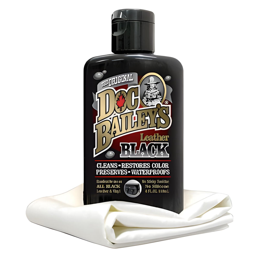 Black Leather Detail Kit- Complete One-Step Formula to Clean, Condition, and Redye, and Protect Dozens of Items- Ideal for Motorcycle Bike and Car Seats, Jackets, Boots, Vinyl and More