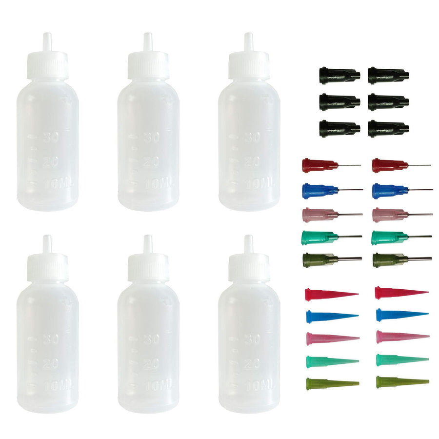 KUYLENT Multi-Purpose Precision Applicator Set with 6pcs 1 Oz Plastic Squeeze Bottles and 20 Tip for Hobby Craft DIY Project