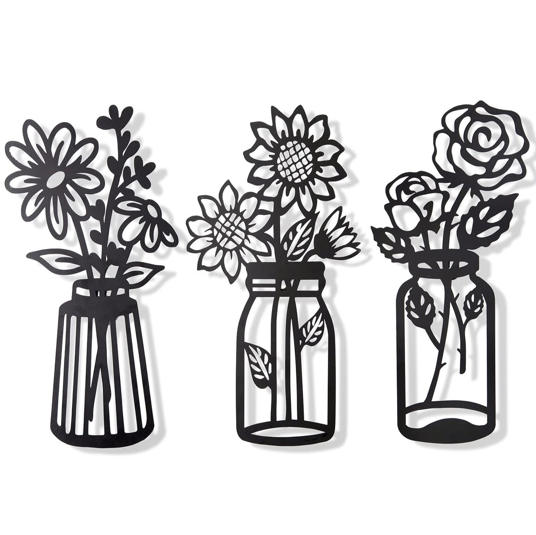 Set of 3 Metal Flowers Wall Decor Metal Flower Minimali