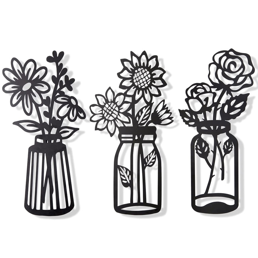 Set of 3 Metal Flowers Wall Decor Metal Flower Minimali