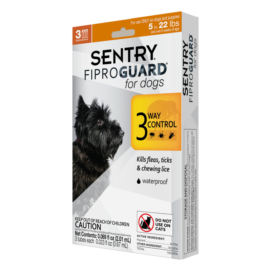 Sentry for Dogs, Flea and Tick Prevention for Dogs (5-22 Pounds), Includes 3 Month Supply of Topical Flea Treatments