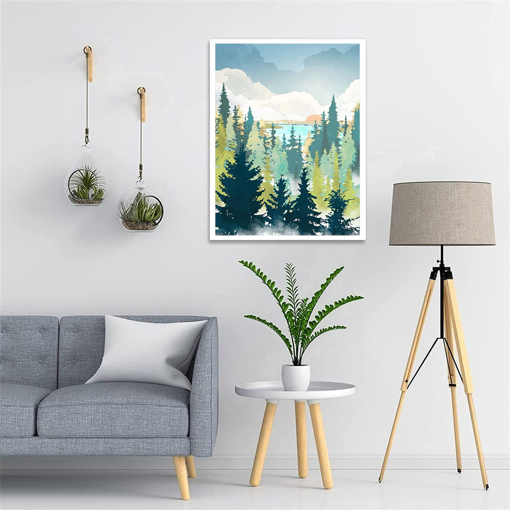 5D Diamond Painting Scenery Kit,Diamond Art Kits for Adults,Abstract Landscape Paint with Diamonds Round for Gift,Wall Decor(12x16) (Forest)