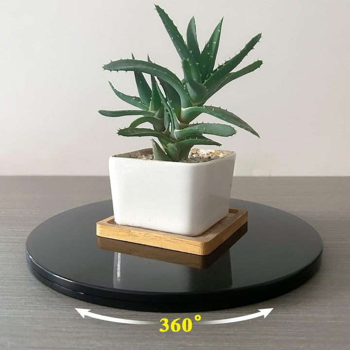 9 inch Lazy Susan Turntable Black Acrylic Ball Bearing Rotating Tray for Spice Rack Table Cake Kitchen Pantry Decorating TV Laptop Computer Monitor, 50-lb Load Capacity (360° Rotation)