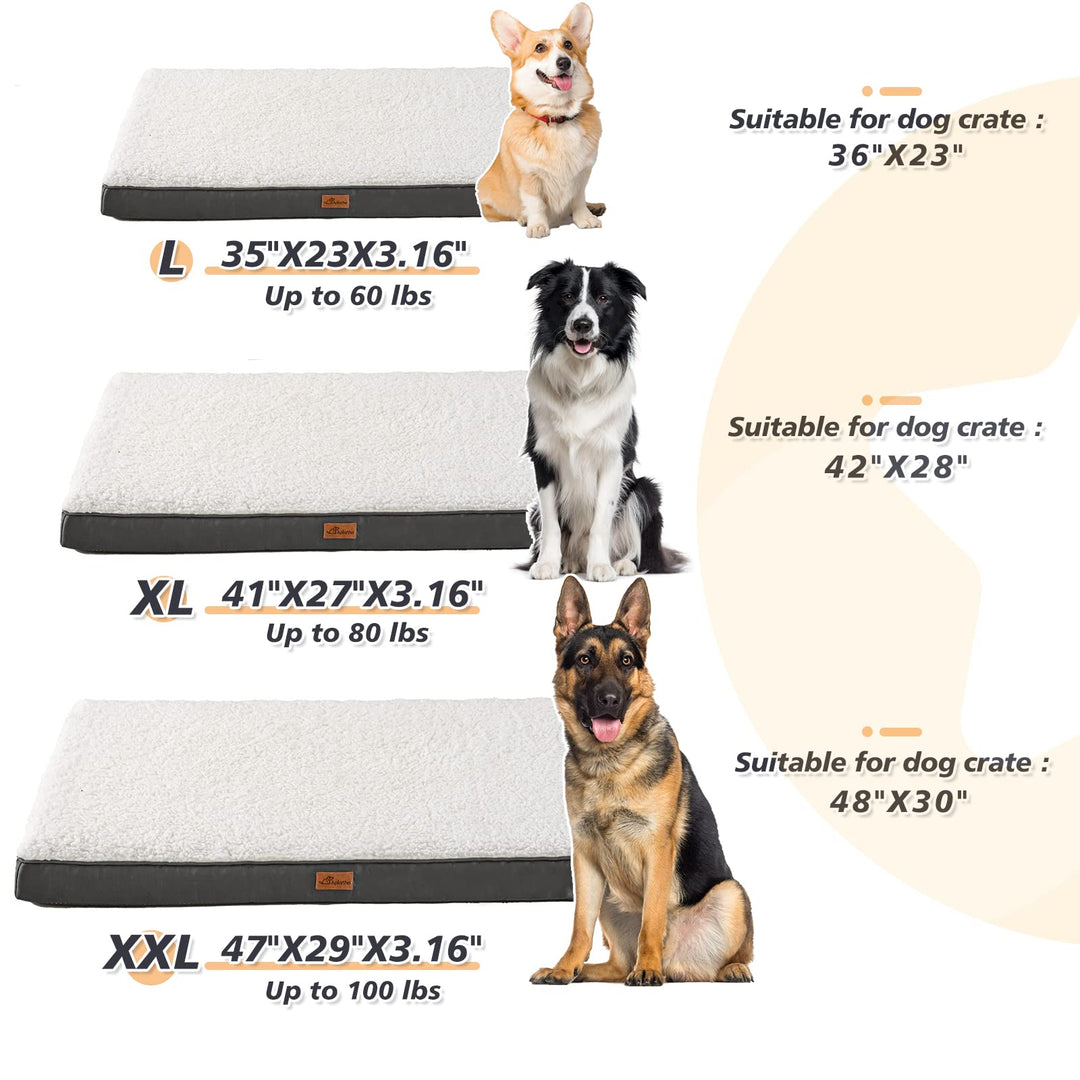 Memory Foam Dog Bed, Dog Mat for Medium Large Dogs, Orthopedic Egg Crate Pet Bed Mattress with Removable Washable and Wear Resistant Cover and Nonskid Bottom